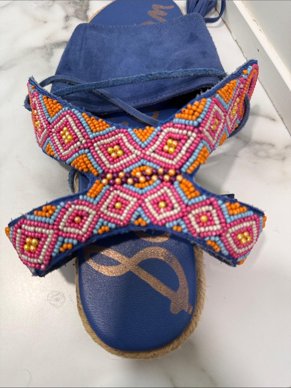 Sam Edelman Shae Suede Beaded Sandal women’s size 7 - Picture 5 of 8